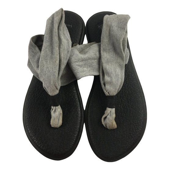 SANUK YOGA SLING GRAY FLIP FLOP THONG SANDALS WOMENS SIZE 9 - Picture 7 of 8